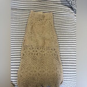 Urban Outfitters Beige Crochet Pencil Skirt